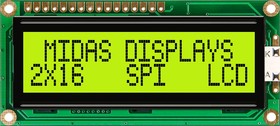 MC21605C6W-SPTLYS-V2, MC21605C6W-SPTLYS-V2 Alphanumeric LCD Alphanumeric Display, 2 Rows by 16 Characters