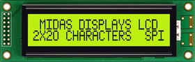 MC22005A6W-SPTLYS-V2, MC22005A6W-SPTLYS-V2 Alphanumeric LCD Alphanumeric Display, 2 Rows by 20 Characters