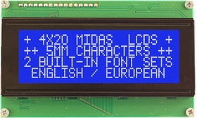 MC42005A6WK-BNMLW-V2, MC42005A6WK-BNMLW-V2 Alphanumeric LCD Alphanumeric Display, 4 Rows by 20 Characters