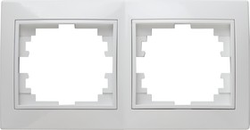 Фото 1/3 Рамка для розеток и выключателей Intro Plano 1-502-01 на 2 поста горизонтальная, СУ, белый
