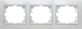 Фото 1/3 Рамка для розеток и выключателей Intro Plano 1-503-01 на 3 поста горизонтальная, СУ, белый