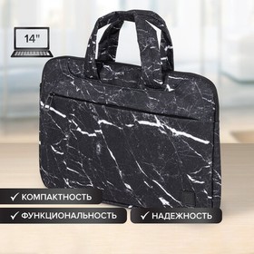 Фото 1/10 Сумка портфель BRAUBERG STYLE с отделением для ноутбука 13-14", 3 кармана, "Marble", черная, 26х36х3 см, 270835