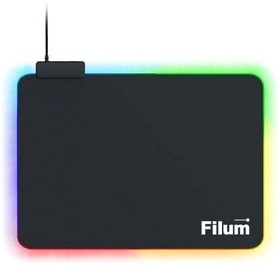 Filum FL-MPL-M-GAME Коврик игровой для мыши, серия- Bulldozer, черный, подсветка, оверлок, размер "M"- 350*250*4 мм, ткань+резина.