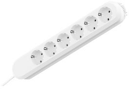 381.247K, Outlet Strip SMART 6x DE Type F (CEE 7/3) Socket - DE/FR Type F/E (CEE 7/7) Plug White 1.5m