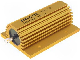 HS100 0R1 J, Резистор: проволочный, с радиатором, винтами, 100мОм, 100Вт, ±5%