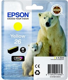 Фото 1/3 Картридж струйный Epson C13T26144012/C13T26144010 желтый для Epson XP-600/605/700/710/800 (300стр.)