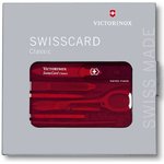 Швейцарская карта Victorinox SwissCard Classic (0.7100.T) красный полупрозрачный ...