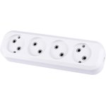 SQ1806-0011, Колодка розеточная 4 гнезда 2П б/з 10А 250В белая TDM Electric