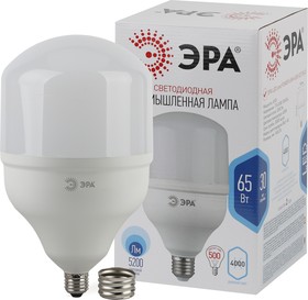 Фото 1/6 Лампа светодиодная ЭРА STD LED POWER T160-65W-4000-E27/E40 Е27 / Е40 65 Вт колокол нейтральный белый свет Б0027923