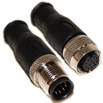 BU-1404940, Cordset, M12 Plug - M12 Socket, 12 Conductors, Straight, 5m, Black