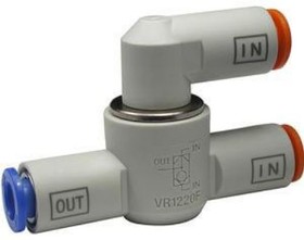 VR1220F-10, VR1220 Series, Pneumatic Shuttle Valve OR Logic Function 10mm Tube, One Touch Fitting Connection, G 1/4 Thread, 10