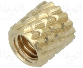 Photo 1/3 DR11M5, Threaded bushing, brass, nickel, M5, L 5,9mm, for plastic, D 7mm