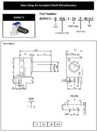 R-0901N-B20K, 15KQ, 20 кОм H=10, Резистор переменный, Song Huei ...