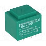 TEZ2.5/D230/6V, Трансформатор: залитый, 2,5ВА, 230ВAC, 6В, 416,6мА, PCB, IP00, 100г