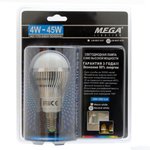 LM-0627WW-E14, Лампа светодиодная E14 G45 4W(45W) 220V теплый MEGA LIGHTING