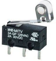 463093370402, Micro Switch WS-MITV, 3A, 2A, 1CO, 0.78N, Roller Lever