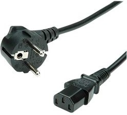 351.167, AC Power Cable, DE/FR Type F/E (CEE 7/7) Plug - IEC 60320 C13, 500mm, Black