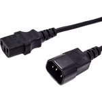 Кабель питания Filum FL-PC10-C13-C14-3M С13- C14, 3х0.75мм², 220В, 10A, чёрный, 3м