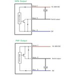 PTE-D30N, Фотоэлектрический датчик диффузный, Sn=30 см, NPN NO/NC ...