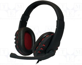 HS0033, Наушники с микрофоном, черный, красный, USB, 20-20000Гц, 32Ом