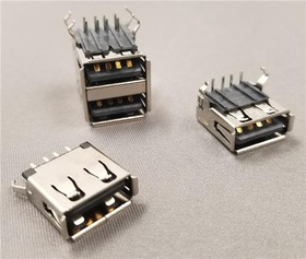 SS-52100-002, USB Connectors USB 2.0 Vertical Recpt Type A solder
