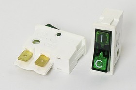 Фото 1/3 Переключатель клавишный, контакты 4T, 10А, ON-OFF, подсветка белая/ILзеленая, ВК42
