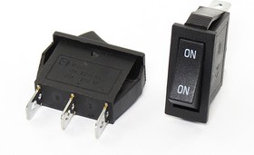 Фото 1/3 Переключатель клавишный, контакты 3T, 15А, ON-ON, подсветка черная, маркер/клавиша-ON ON