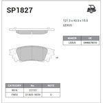 SP1827, SP1827_колодки дисковые задние!\ Lexus NX200/NX300 15