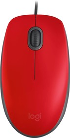 Фото 1/5 Мышь Logitech M110 красный/черный оптическая (1000dpi) silent USB (2but)