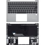 Клавиатура (топ-панель) для ноутбука Lenovo Yoga S730-13IWL черная с серебристым ...