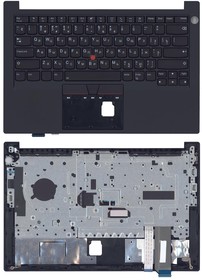 Фото 1/2 Клавиатура (топ-панель) для ноутбука Lenovo Thinkpad E14 gen 2 черная с черным топкейсом