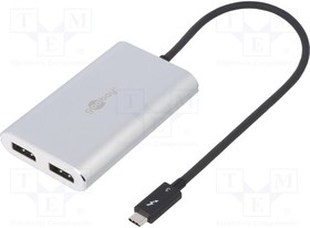 55226, Адаптер; USB 3.0; гнездо DisplayPort х2; 0,45м; Цвет: белый