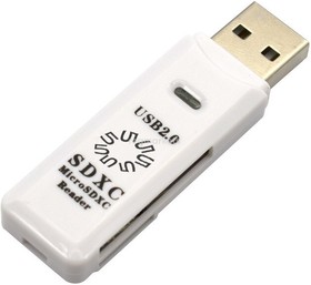 Фото 1/2 5bites Устройство ч/з карт памяти RE2-100WH USB2.0 Card reader / SD / TF / USB PLUG / WHITE