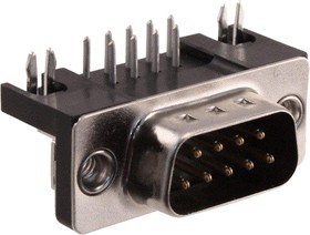 Фото 1/3 09681637812, Harting 9 Way Right Angle Through Hole D-sub Connector Plug, 2.77mm Pitch, with 4-40 UNC Threaded Inserts, Boardlocks
