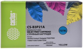 Фото 1/6 Картридж струйный Cactus №727 CS-B3P21A желтый (130мл) для HP DJ T920/T1500/T2530