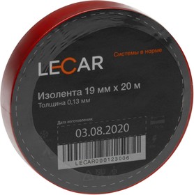 Фото 1/2 LECAR000123006, Изолента ПВХ красная 15 мм х 20 м Lecar
