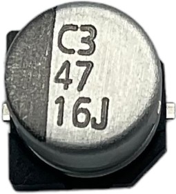 Фото 1/2 EHV470M16RC, Конденсатор электролитический SMD (47мкФ 16В 20% 105гр тип C)
