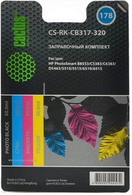 Фото 1/5 Заправочный набор Cactus CS-RK-CB317-320 цветной (4x30мл) HP PhotoSmart B8553/C5383/ C6383/D5463/5510