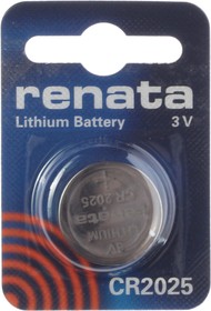 CR 2025, Батарейка CR2025 3V таблетка (пульт сигнализации, ключ) блистер (1шт.) Lithium RENATA