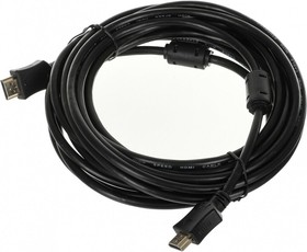 Фото 1/2 Кабель соединительный аудио-видео PREMIER 5-813 5.0, HDMI (m) - HDMI (m) , ver 2.1, 5м, GOLD, ф/фильтр, черный