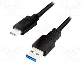 CU0169, Кабель; USB 3.0; вилка USB A,вилка USB C; 1,5м; черный