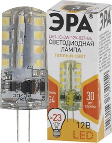 Фото 1/4 Лампочка светодиодная ЭРА STD LED JC-3W-12V-827-G4 G4 3Вт капсула теплый белый свет Б0033193