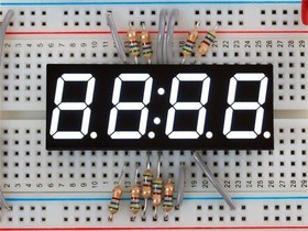 Фото 1/2 1001, Adafruit Accessories White 7-segment Clock Display