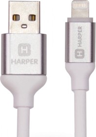 Harper Силиконовый Кабель для зарядки и синхронизации USB - Lightning, SCH-530 white (1м, способны заряжать устройства до 2х ампер)