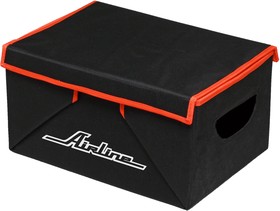 Фото 1/4 AO-SB-24, Органайзер с крышкой в багажник, складной 46*19*32 см (28л), черный/оранжевый