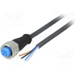 YF2A14-050UB3XLEAX, Female 4 way M12 to Unterminated Sensor Actuator Cable, 5m