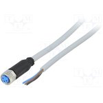 YF8U13-020VA1XLEAX, Straight Female 3 way M8 to 3 way Unterminated Sensor ...