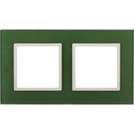 14-5102-27 ЭРА Рамка на 2 поста, стекло, Эра Elegance, зелёный+сл.кость Б0034499