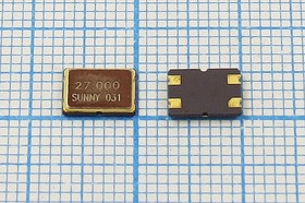 Фото 1/2 Резонатор кварцевый 27МГц в корпусе SMD 7x5мм с четырьмя контактами, нагрузка 18пФ; 27000 \SMD07050C4\18\ 20\ 30/-20~70C\SX-7[SM]\1Г