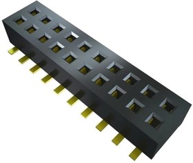 Фото 1/2 CLP-110-02-L-D-BE-K-TR, CLP Series Horizontal Surface Mount PCB Socket, 20-Contact, 2-Row, 1.27mm Pitch, Through Hole Termination